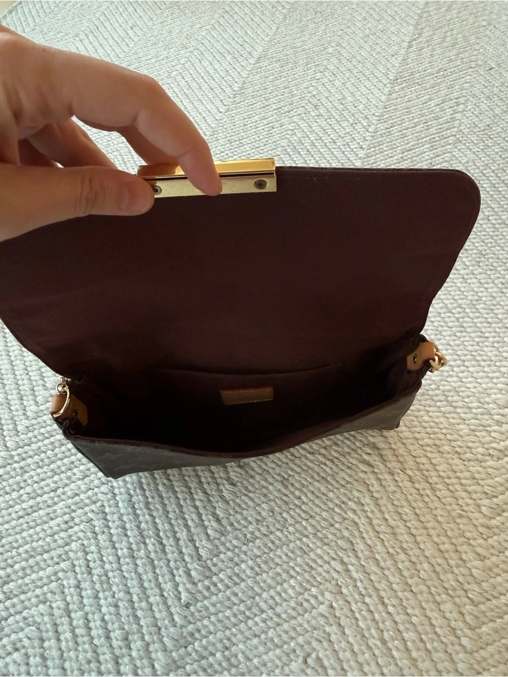 Louis Vuitton Favorite Monogram Canvas Brown and Gold Chain Shoulder Bag